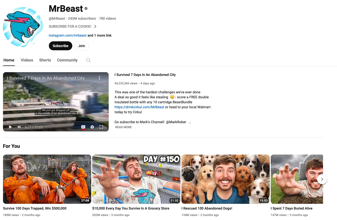 top youtube influencer channel