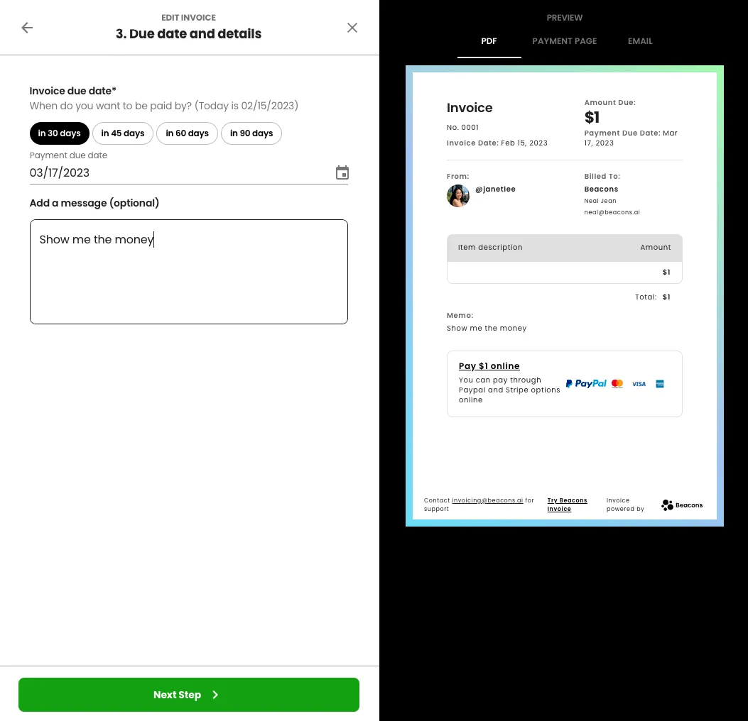 Beacons Invoicing
