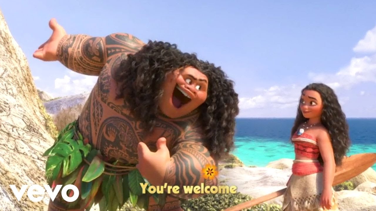 Still from Moana: "You're welcome!"