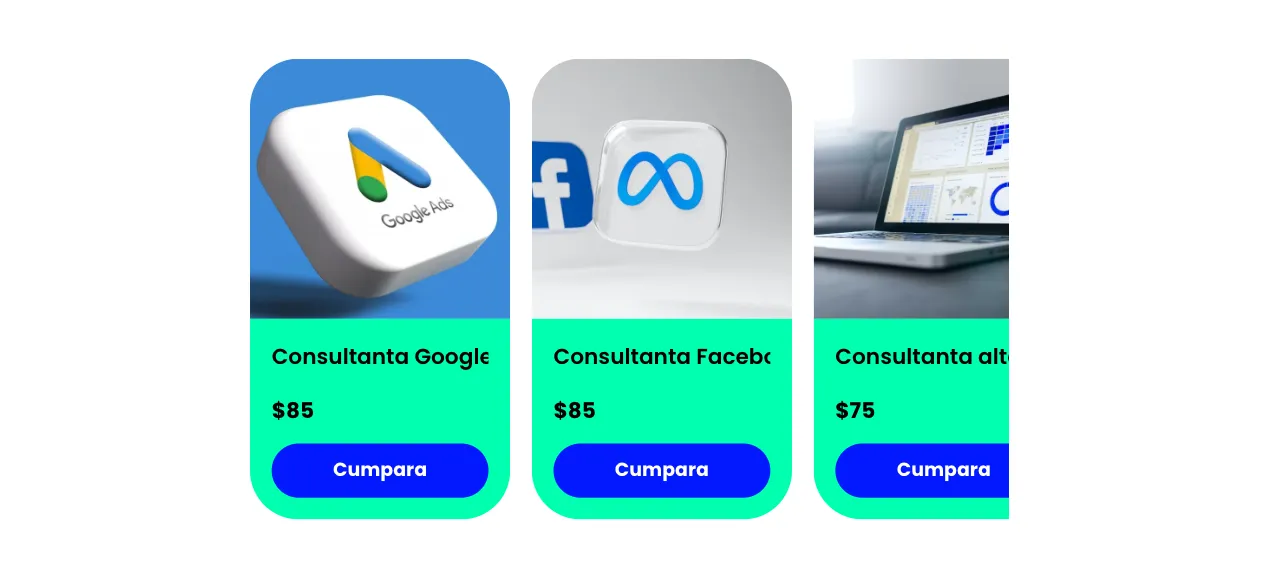 Carousel of consultation sessions available on a Beacons Store