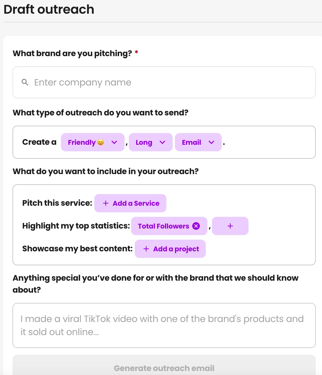 AI brand deal outreach