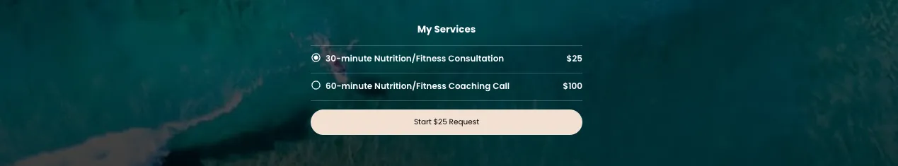 List of fitness coaching calls available to book on a Beacons Store