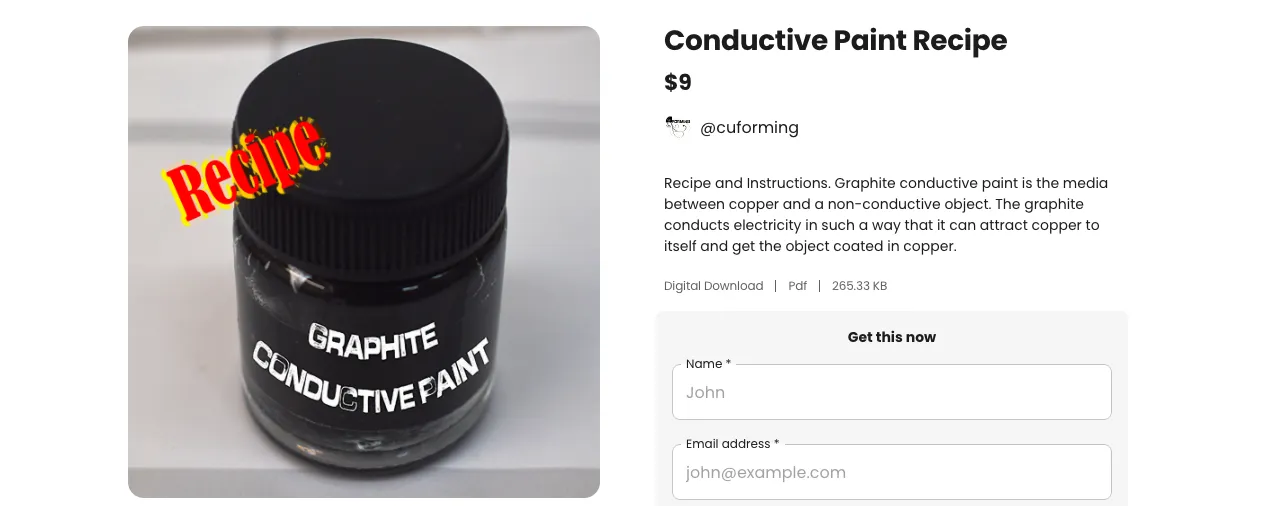 Product page for paint recipe on a Beacons Store