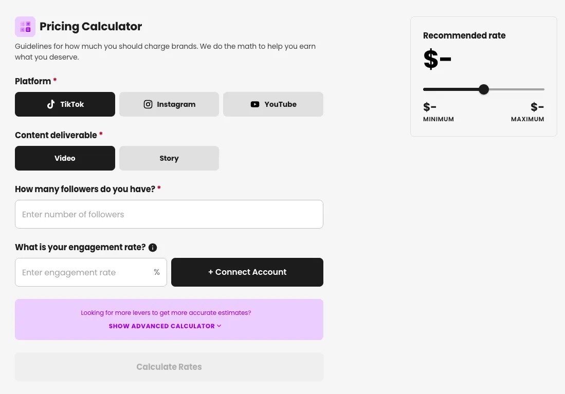 Beacons pricing calculator for brand deals