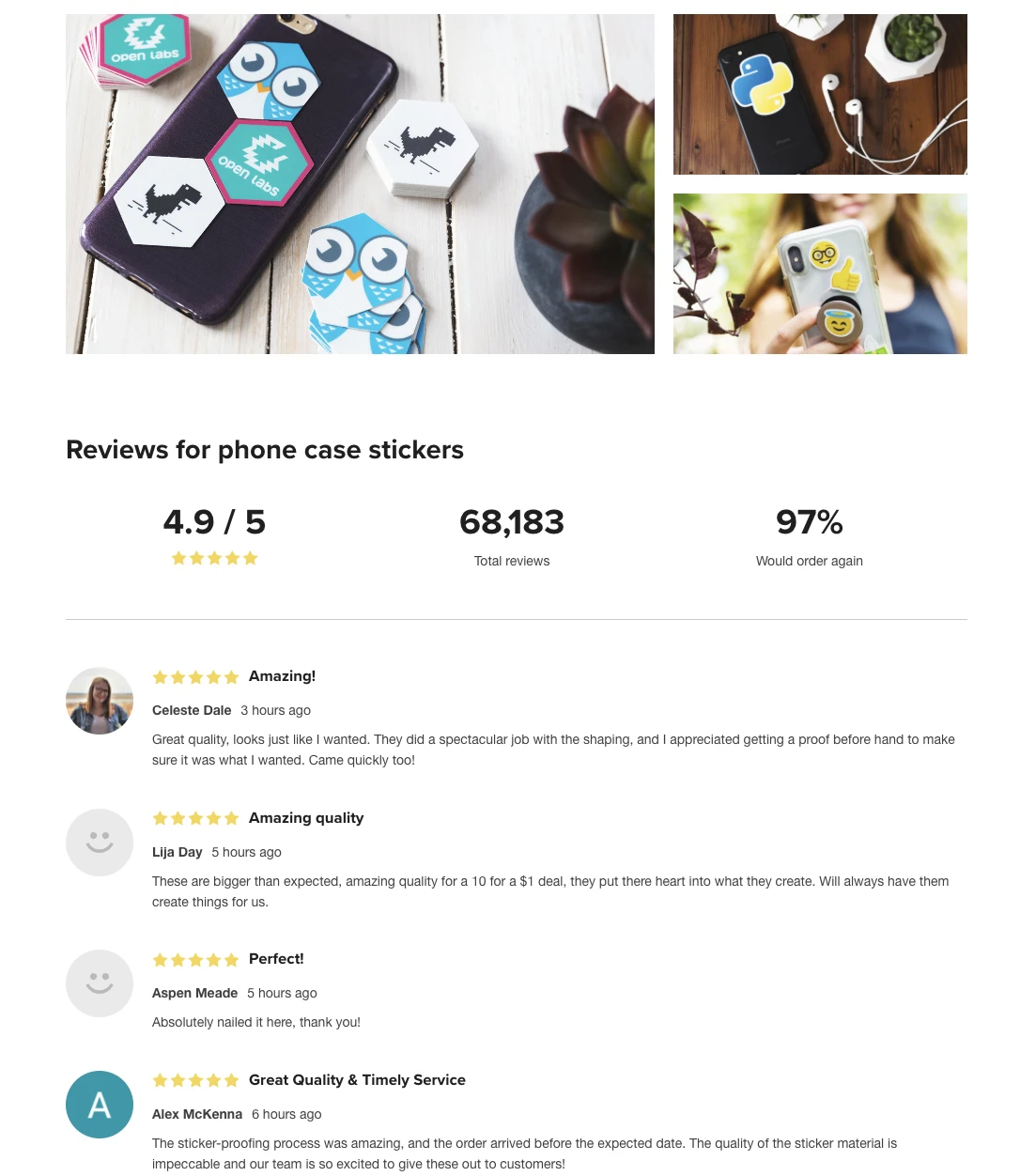 Phone case stickers and reviews