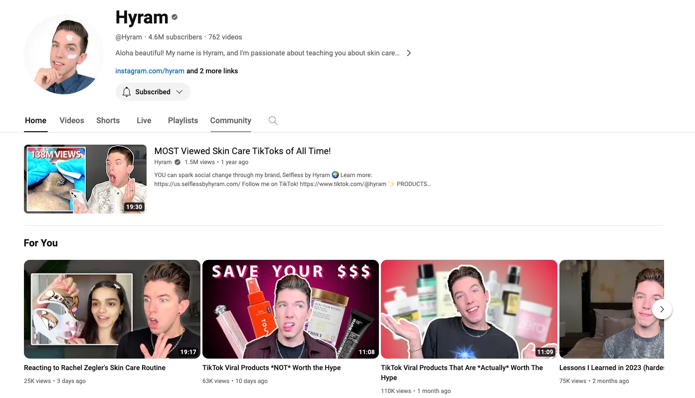 top youtube influencer channel