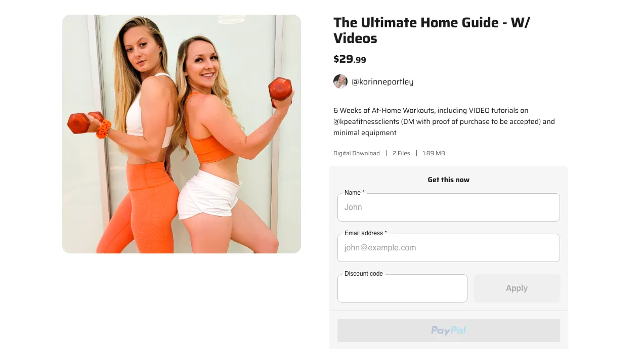 Product page for Video Workout Guide