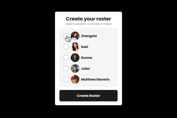 Beacons for Managers roster creation flow - automatically generate a roster to pitch creators to brands.